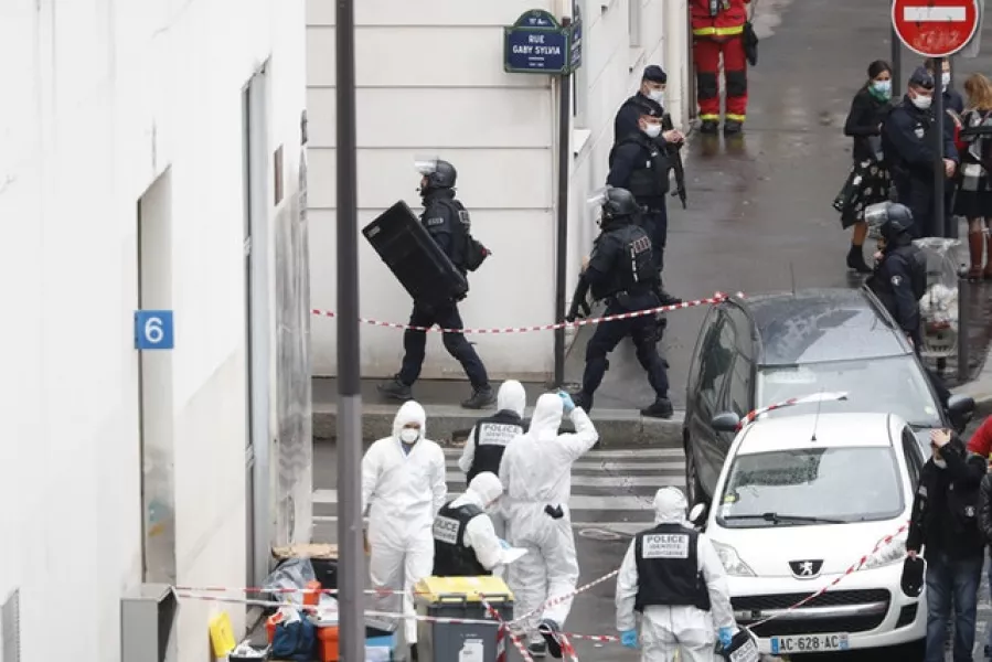 Police at the scene (Thibault Camus/AP)