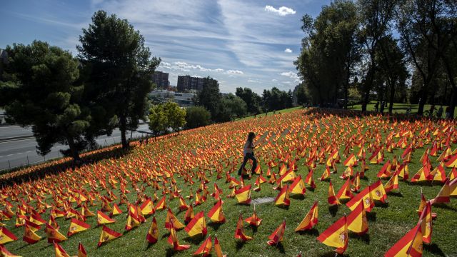 Flags Fly For Pandemic Victims In Spanish Park