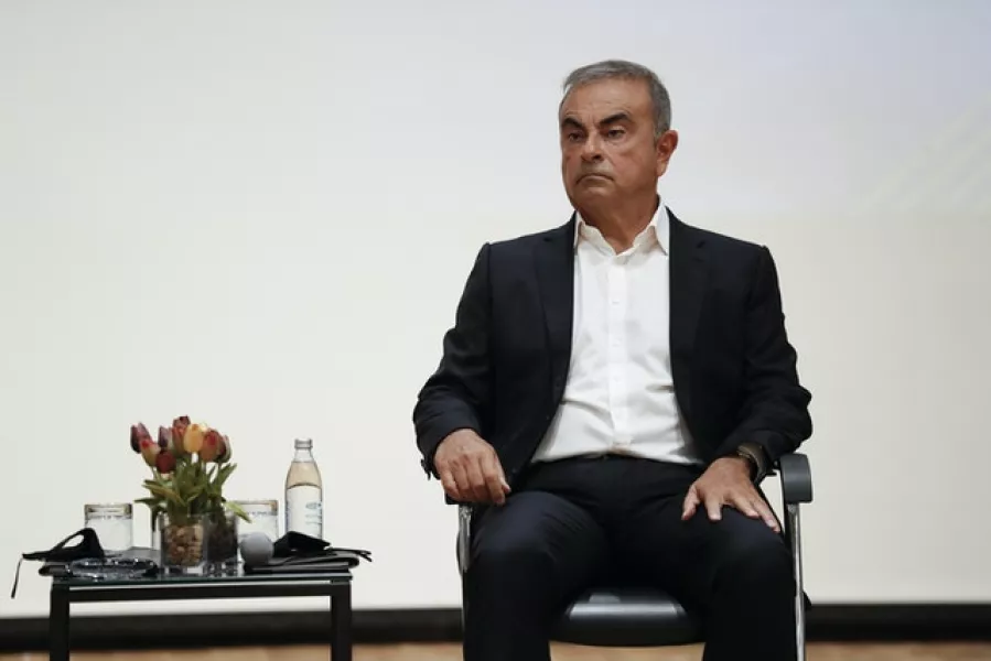 Carlos Ghosn during a press conference at the Holy Spirit University of Kaslik (Hussein Malla/AP)