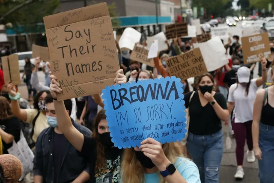 A protest in honour of Breonna Taylor in Georgia (Joshua L. Jones/Athens Banner-Herald via AP)