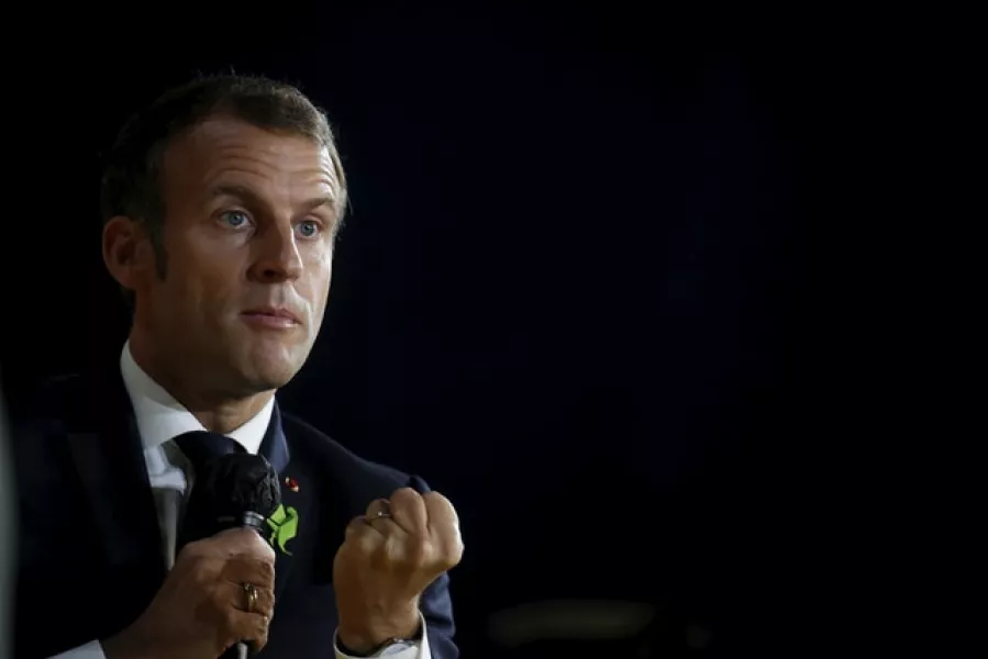 French President Emmanuel Macron (Gonzalo Fuentes/Pool via AP)