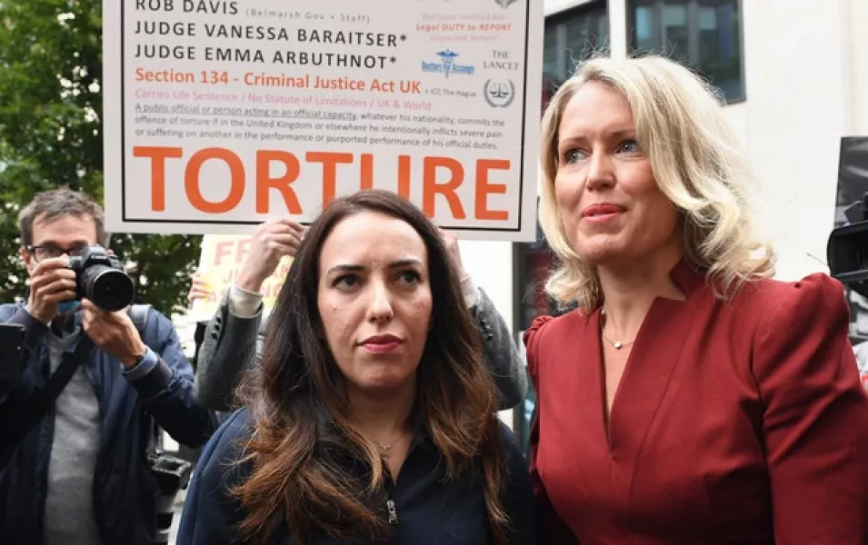 Assange’s partner Stella Moris (left) and human rights lawyer Jennifer Robinson arrive at the Old Bailey (Stefan Rousseau/PA)