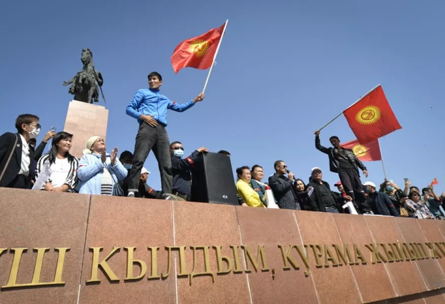 Protesters in Bishkek (Vladimir Voronin/AP)