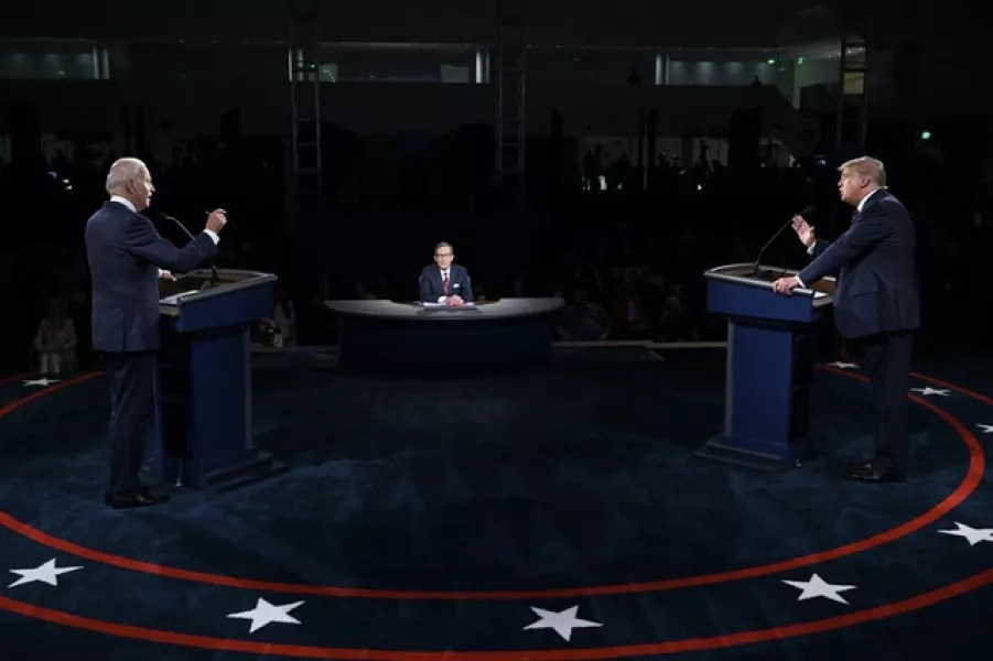 The first debate between Donald Trump and Joe Biden descended into chaos as the president repeatedly interrupted (Olivier Douliery/Pool/AP)