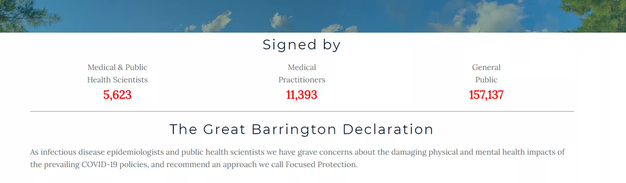 The Great Barrington declaration claims to have been signed by over 15,000 scientists and medical practitioners (Screengrab/gbdeclaration.org)