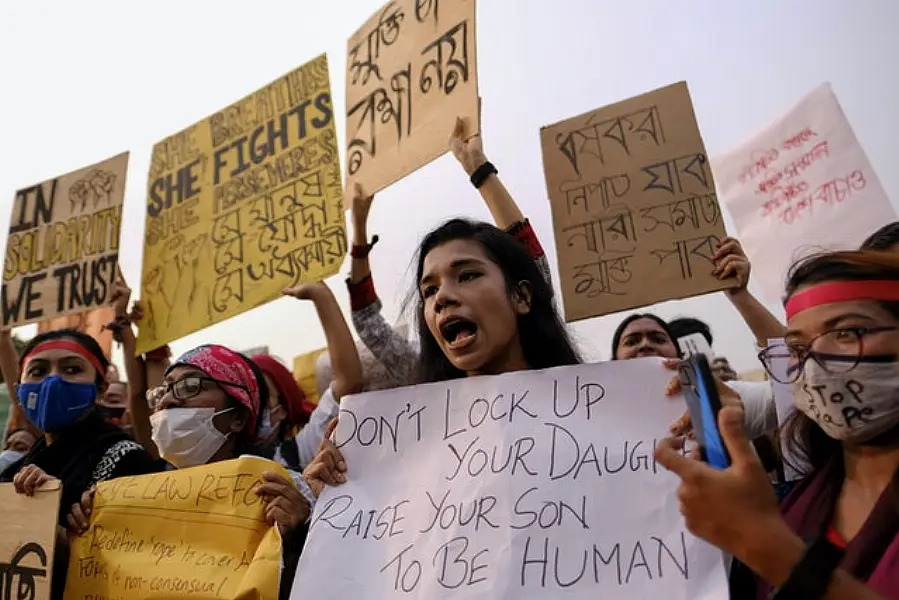 Bangladesh’s cabinet has approved an increase in the maximum punishment in rape cases to death (AP/Mahmud Hossain Opu)