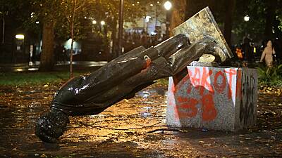 Activists Topple Statues Of Roosevelt And Lincoln Amid Columbus Day Protests