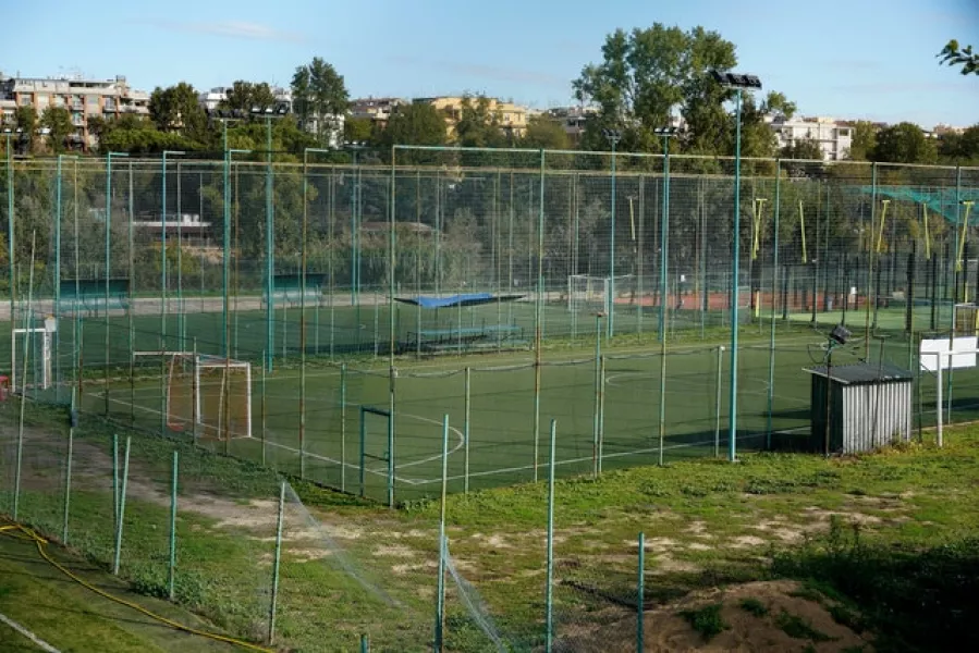 A deserted five-a-side football centre in Rome (AP/Andrew Medichini)