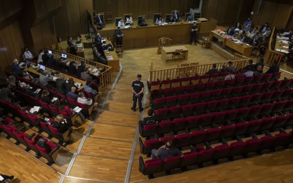 A view of the court during the sentencing (Petros Giannakouris/AP)