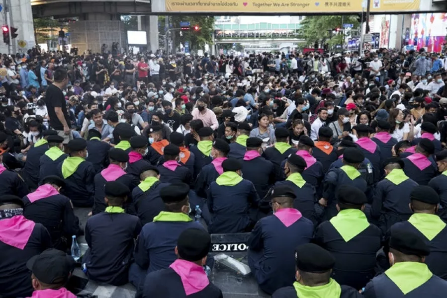 Police official block Pro-democracy protesters (Wason Wanichakorn/AP)