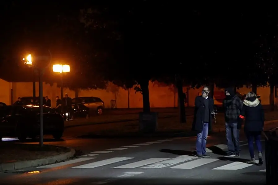 French police officers at the scene in Conflans-Saint-Honorine, north of Paris (Michel Euler/AP)