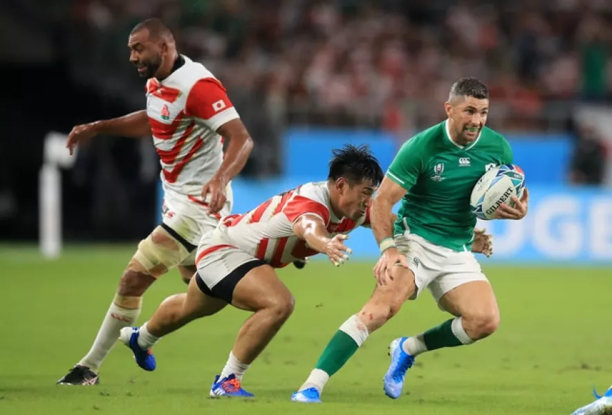 Rob Kearney, right, played at three World Cups, including last year’s tournament in Japan (Adam Davy/PA)