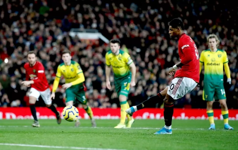 Manchester United’s Marcus Rashford was the Premier League’s most deadly penalty-taker (Martin Rickett/PA)