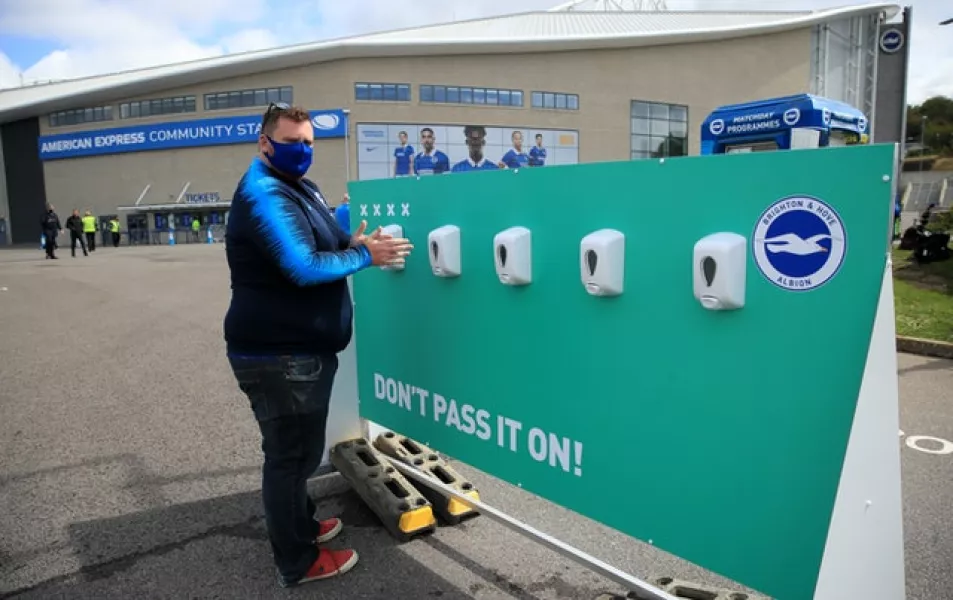 Plenty of safety measures were in place as fans returned to watch live football for the first time since March (Adam Davy/PA)