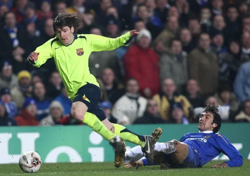 Lionel Messi, left, in Champions League action against Chelsea in 2006 (Chris Young/PA)