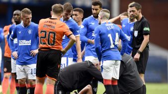 Alfredo Morelos Carried Off During Rangers’ 4-0 Win Over Dundee United