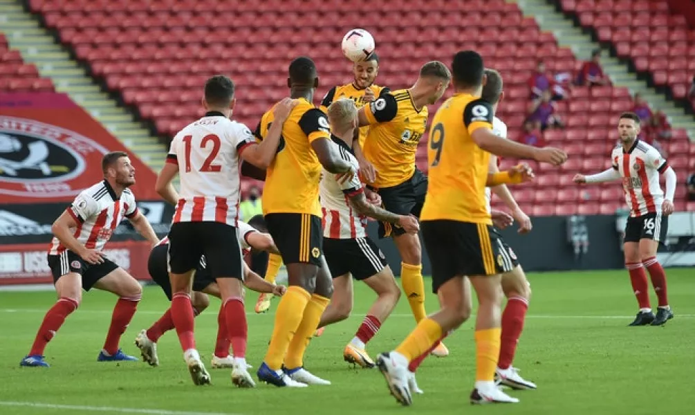 Romain Saiss (centre) headed one goal and came close to a repeat (Peter Powell/PA)