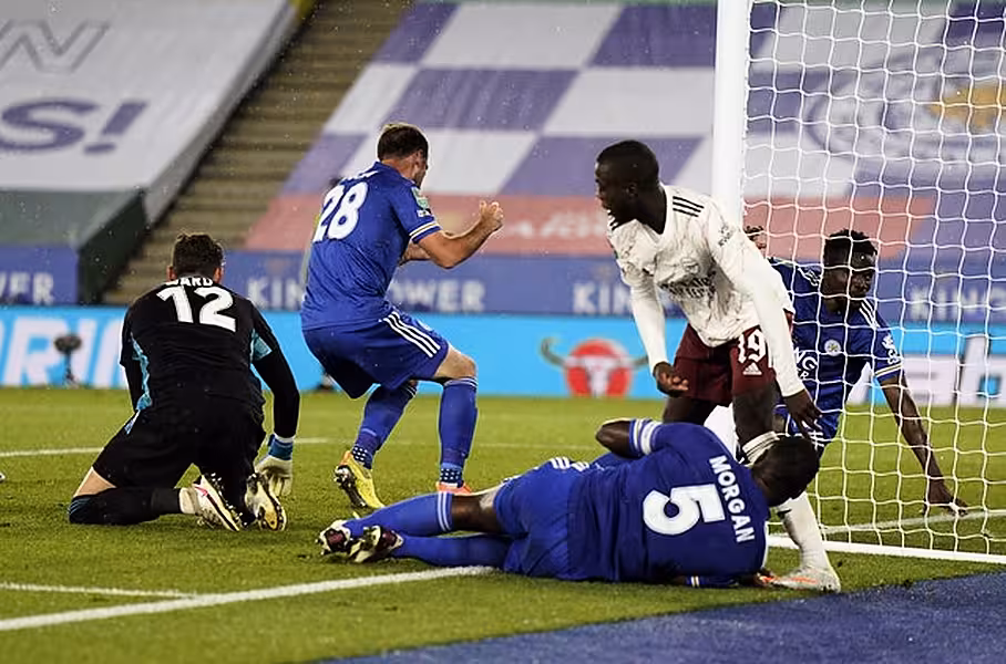 An own goal by Christian Fuchs set Arsenal on the way to victory (Tim Keeton/PA)