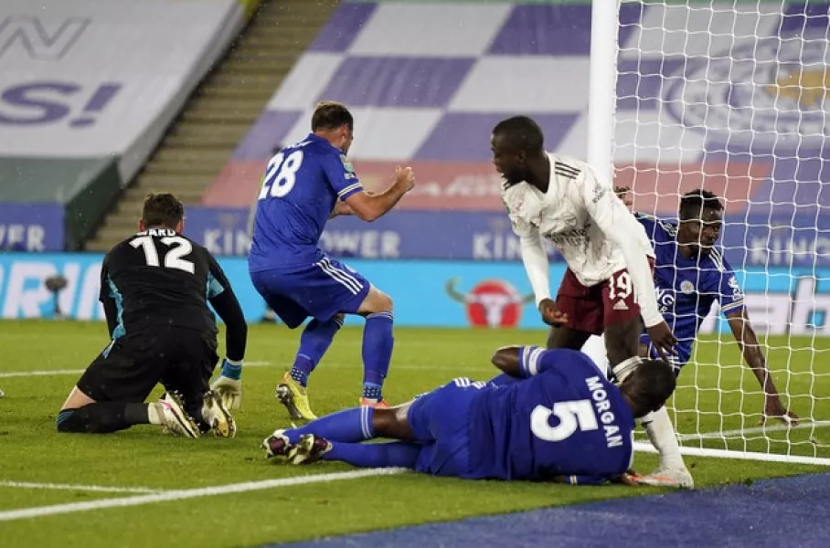 An own goal by Christian Fuchs set Arsenal on the way to victory (Tim Keeton/PA)