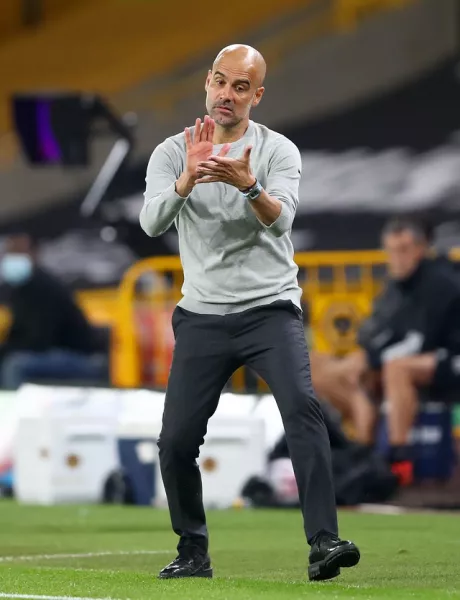 Manchester City manager Pep Guardiola on the touchline during the Premier League match at Wolves (Marc Atkins/PA)
