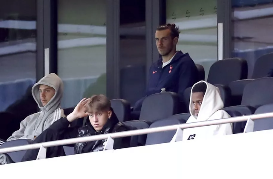 Tottenham’s new signing Gareth Bale watched the match from the stands (Andrew Boyers/PA).