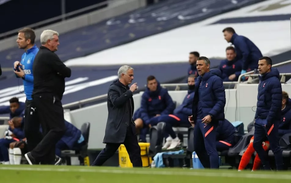 Jose Mourinho reacted furiously after Newcastle were awarded a last-gasp penalty (Andrew Boyers/PA).