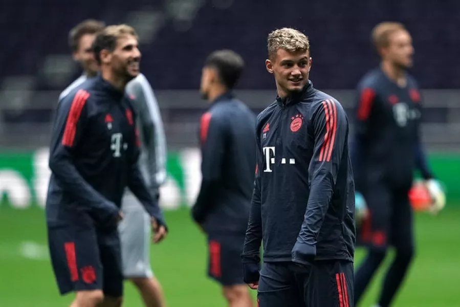 Bayern Munich midfielder Michael Cuisance, second from right, is a target for Leeds (Tess Derry/PA)