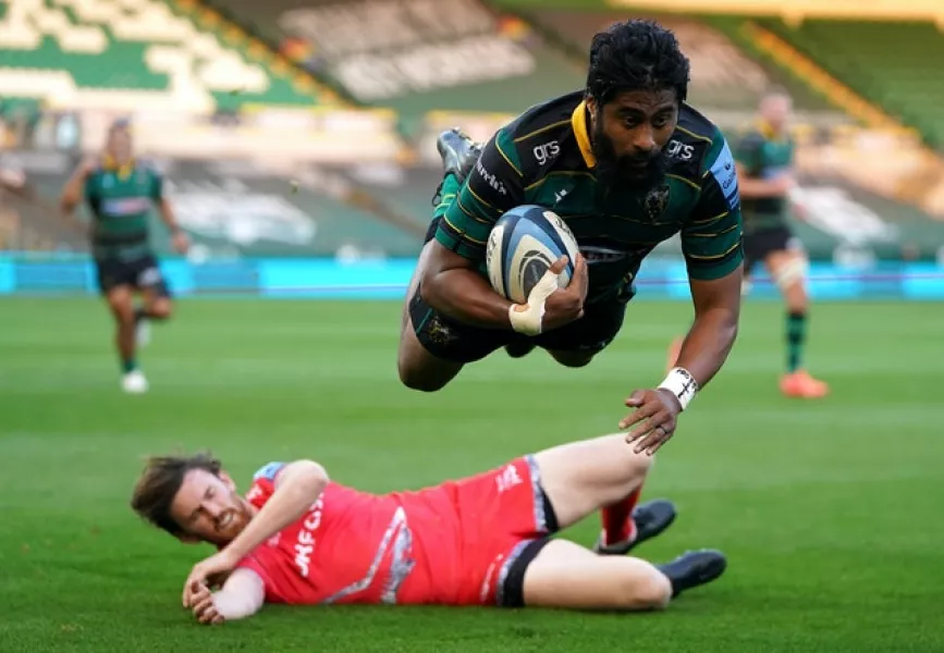 Ahsee Tuala provides a rare highlight for Northampton (Tim Goode/PA)