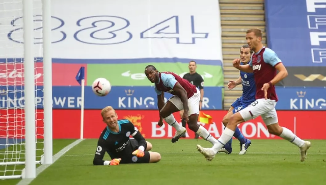 Michail Antonio heads in the opening goal (Alex Pantling/PA)