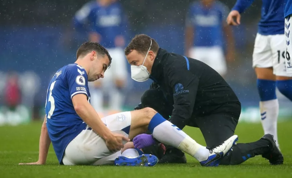 Everton’s Seamus Coleman looks unlikely to feature for Ireland in Slovakia (Alex Livesey/PA)