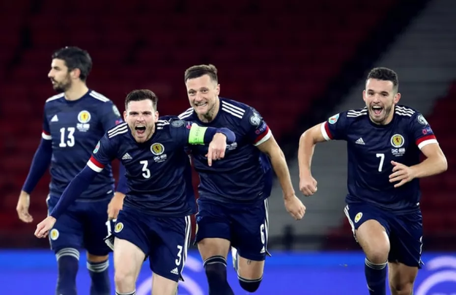 There were jubilant scenes at Hampden Park (Andrew Milligan/PA)