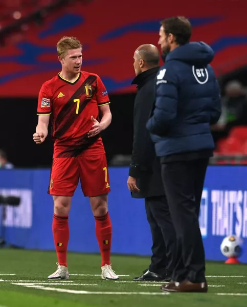 De Bruyne was substituted in the second half against England (Neil Hall/PA)