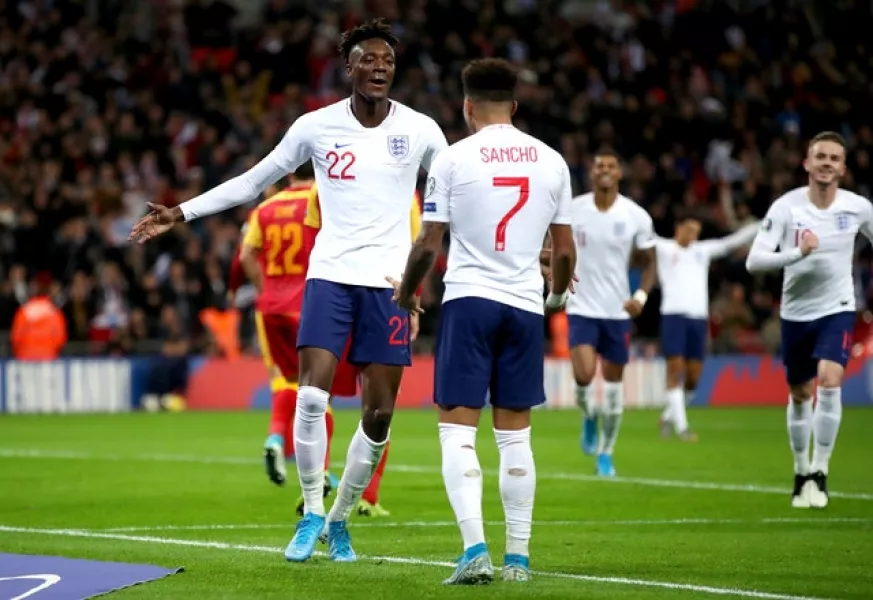 Tammy Abraham (left) and Jadon Sancho are available for the Belgium match (Nick Potts/PA).