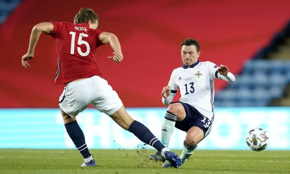 Corry Evans (right) finished with the captain’s armband (Fredrikh Hagen/PA)