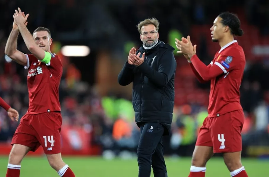 Both Jordan Henderson and Liverpool manager Jurgen Klopp hope Virgil van Dijk will be back before the end of the season (Peter Byrne/PA)