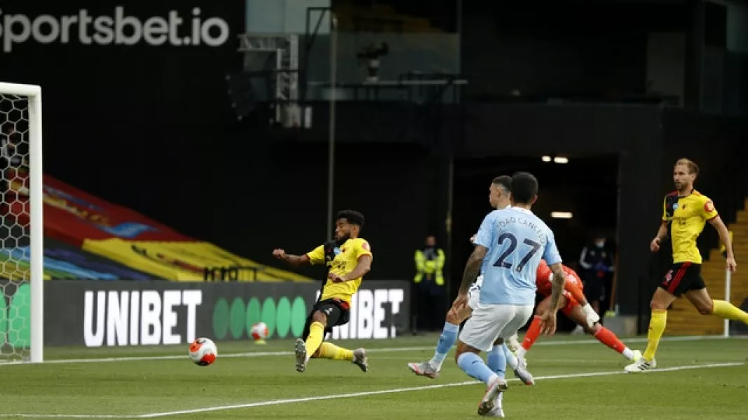 Phil Foden (obscured) makes it three (John Sibley/NMC Pool/PA)