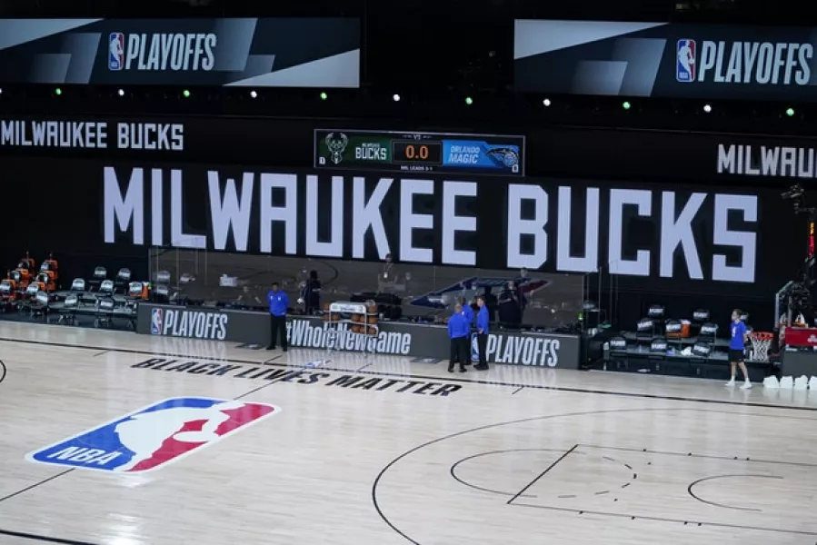 The Milwaukee Bucks did not take the floor in protest against racial injustice and the shooting of Jacob Blake (Ashley Landis/AP)