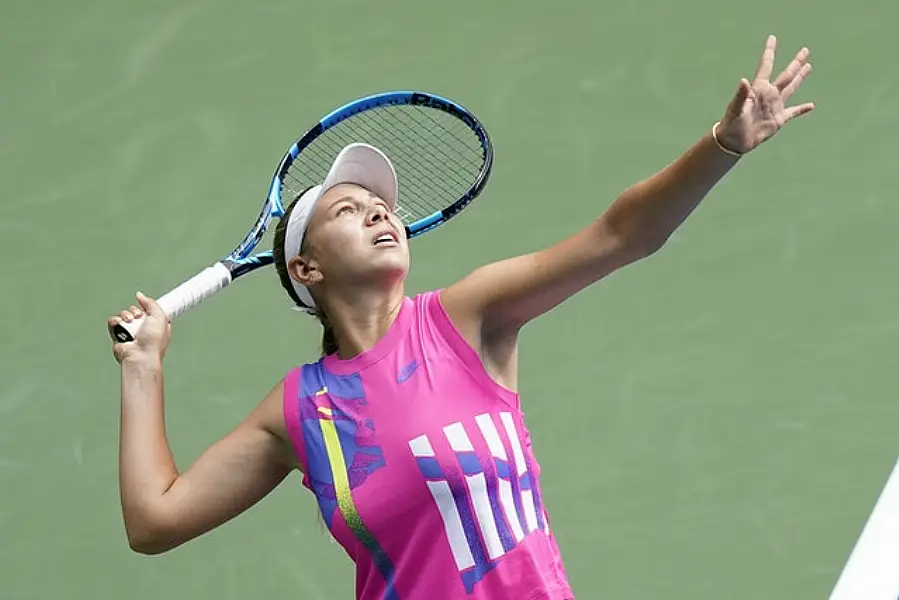 Amanda Anisimova claimed an emotional victory. Photo: Seth Wenig/AP