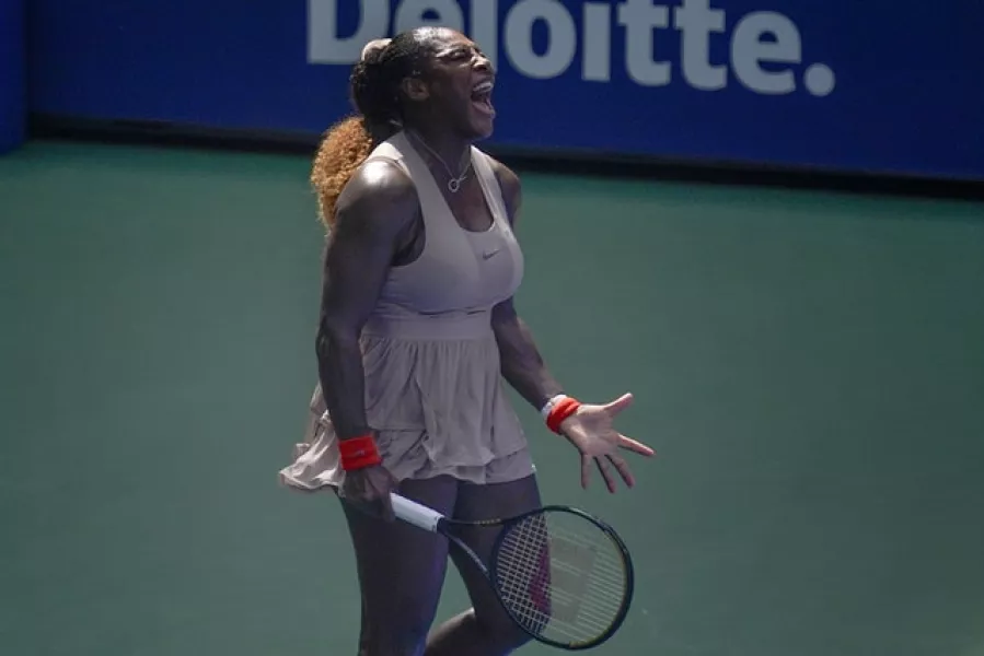 Serena Williams screams during a compelling clash with Maria Sakkari (Seth Wenig/AP)