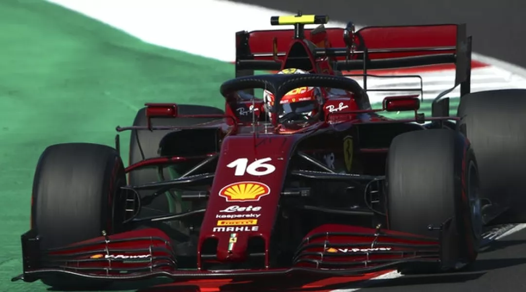 Charles Leclerc put his Ferrari fifth on the grid (Bryn Lennon, Pool via AP)