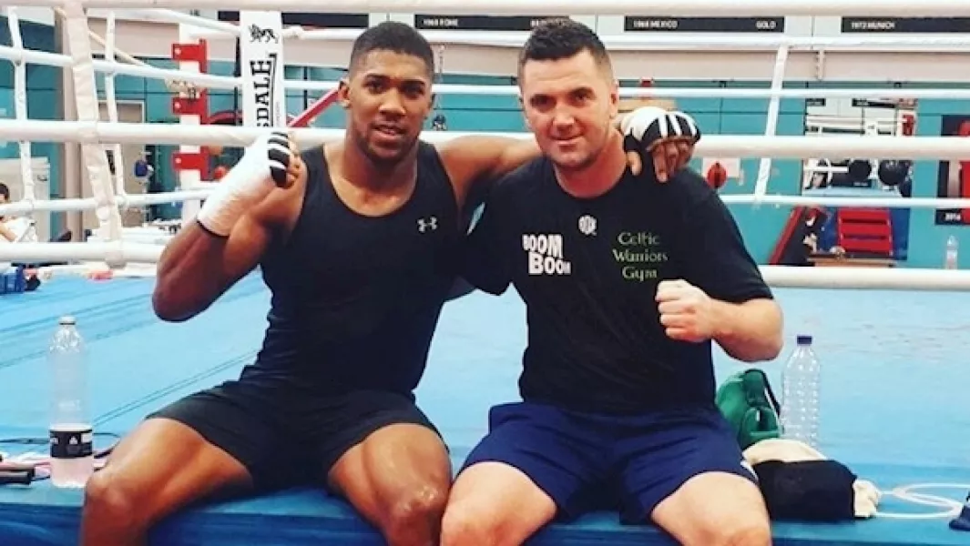 Niall Kennedy after a sparring session with world champion Anthony Joshua in 2017. Twitter/NiallKennedy