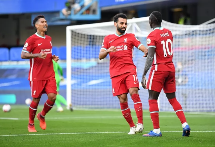 Mohamed Salah, centre, and Sadio Mane work well together and with Roberto Firmino, left (Michael Regan/PA)