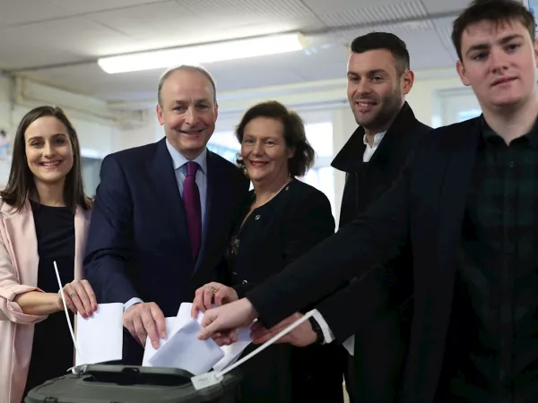 Micheal Martin And Family Voting 2020 xlarge