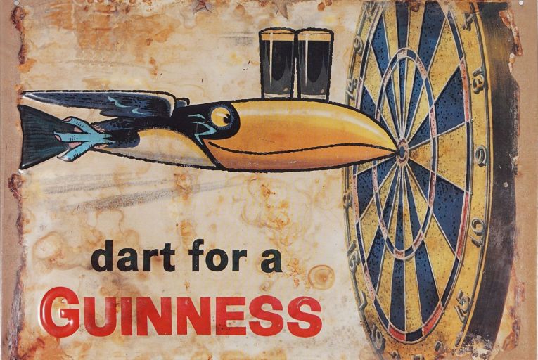 Humour comes in the shape of the Guinness toucan. This poster is one of many Guinness related pieces in the sale (€150-€200)
