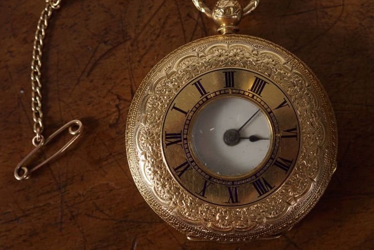 A 19th-century Limerick gold fob watch by L E Ryan, priced at €1,000-€1,500