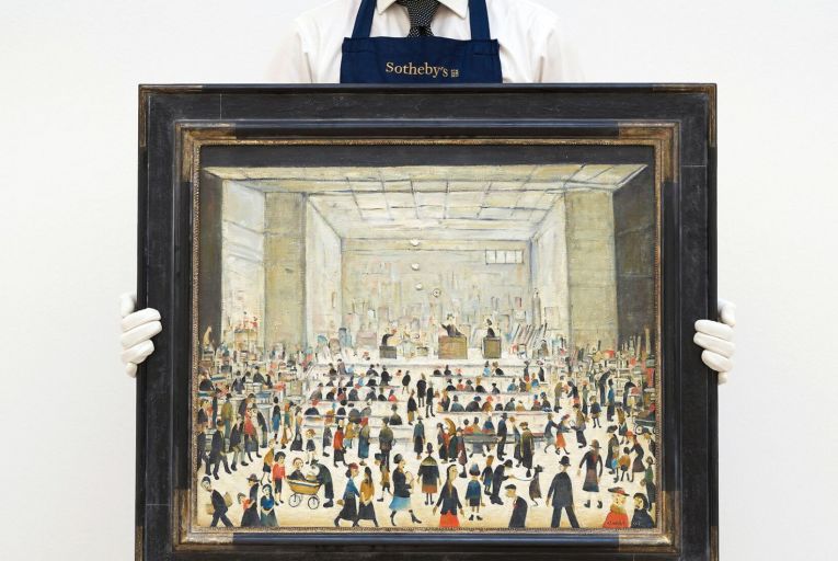 The Auction, by LS Lowry, which has an estimate of £1.2 million-£1.8 million