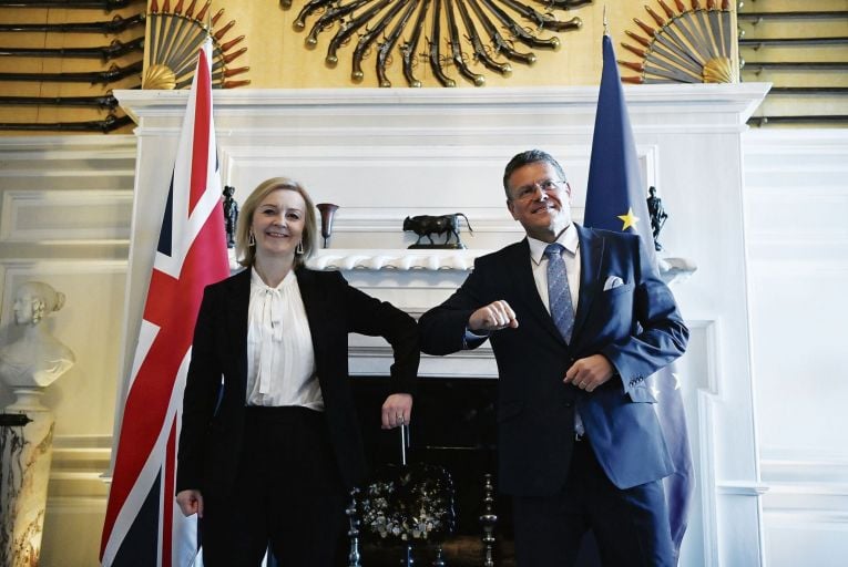 ‘Although the meeting of Liz Truss and Maros Sefcovic has sparked some revived optimism on the EU side, in the words of Truss herself there is a “deal to be done”.’ Picture: Ben Stansall/Getty 