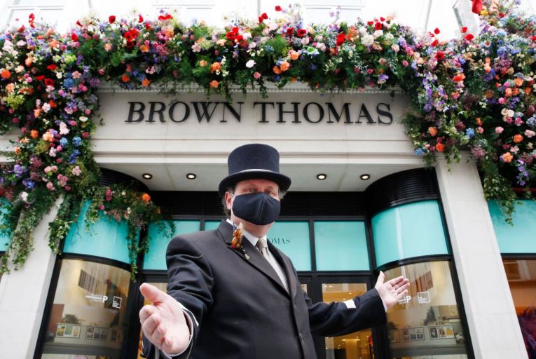 Brown Thomas doorman Shane Murphy: the store on Grafton Street is one of the Selfridges Group’s prize assets. Picture: Photocall Ireland