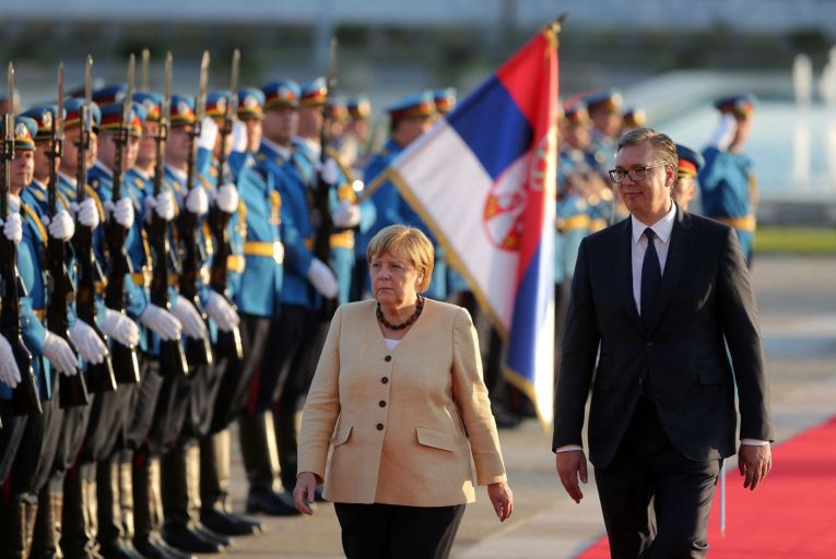It was no coincidence that one of Angela Merkel’s parting acts was to visit Albania and Serbia. Picture: Getty