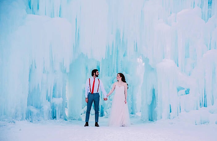 A magical wedding shoot in the Ice Castles, shot by Laurie K. Jensen